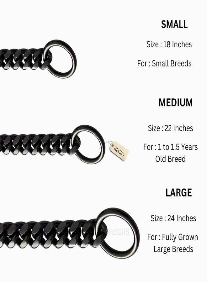 طوق سلسلة للكلاب من ريجيس بلاكلاين، أسود معدني بحلقات مقطوعة على شكل ماسة، طلاء مقاوم للتشوه، إغلاق بقفل ضغط (متوسط) - Image 4